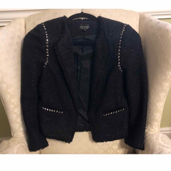 Topshop Jackets & Blazers - $120 Topshop Tweed Blazer with Sparkle and Studs